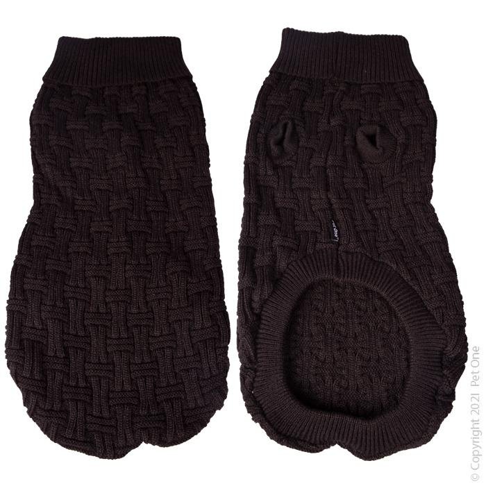 Pet One Dog Coat Komfy Knit Jumper Icelandic Black - Woonona Petfood & Produce