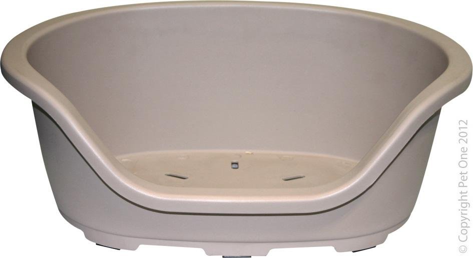 Pet One Plastic Oval Dog Bed 39cmW x 33cmD x 20cmH Light Grey - Woonona Petfood & Produce