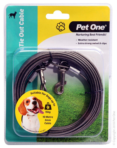 Pet One Tie Out Cable 10m X 3mm Up To 15kg