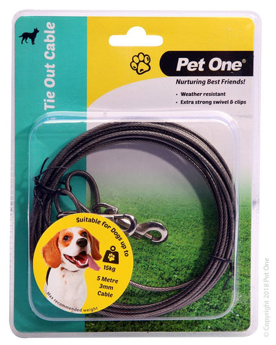 Pet One Tie Out Cable 5m X 3mm Up to 15kg