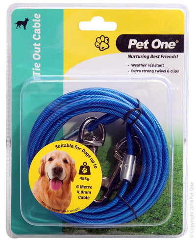 Pet One Tie Out Cable 6m X 4.8mm Up To 45kg