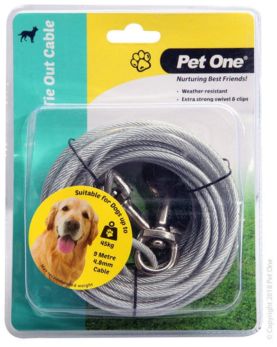 Pet One Tie Out Cable 9m X 4.8mm Up To 45kg