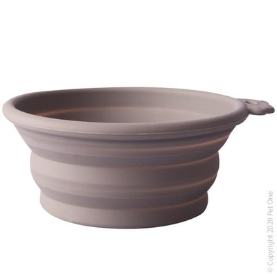 Pet One Travel Bowl Round Light Grey