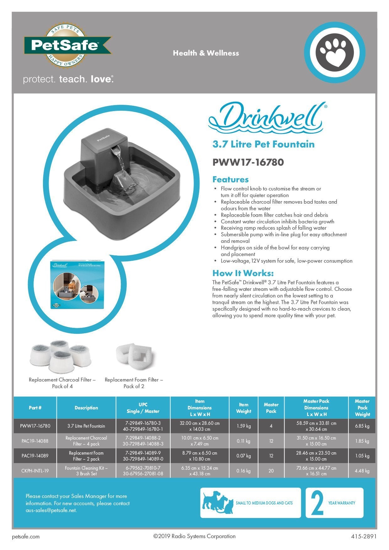 Petsafe Drinkwell Little Pet Fountain 3.7 Lutre - Woonona Petfood & Produce