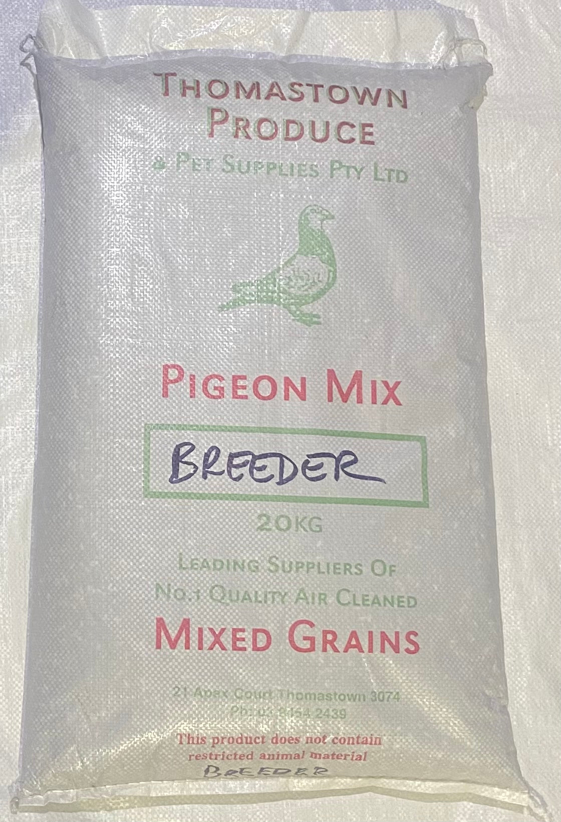 Pigeon Mix 20kg Breeder Thomastown Woonona Petfood Produce