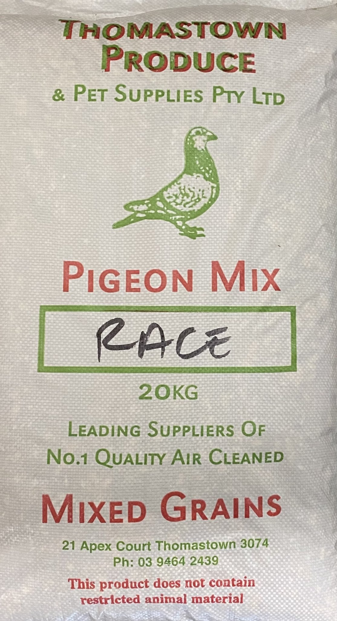 Pigeon Mix 20kg Racing Thomastown - Woonona Petfood & Produce