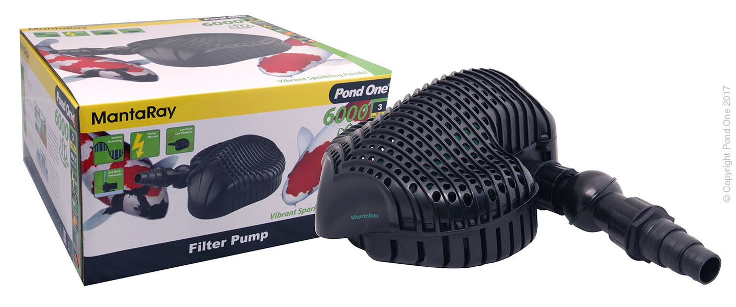 Pond One MantaRay 6000 Filter Pump 6400LH 3.3mh H 10m Cable - Woonona Petfood & Produce