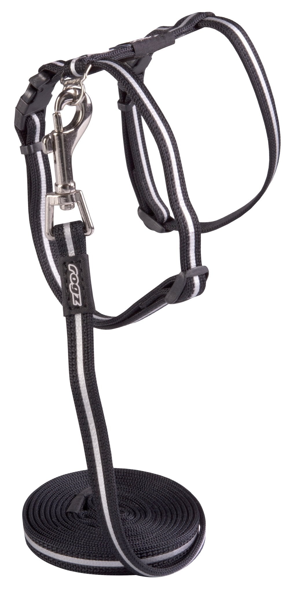 Rogz Alleycat Harness & Lead Black - Woonona Petfood & Produce