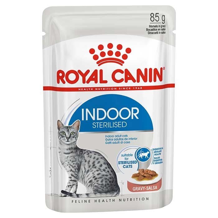 Royal Canin Cat Wet Food Pouches Indoor Steriilsed Gravy 12x85g - Woonona Petfood & Produce
