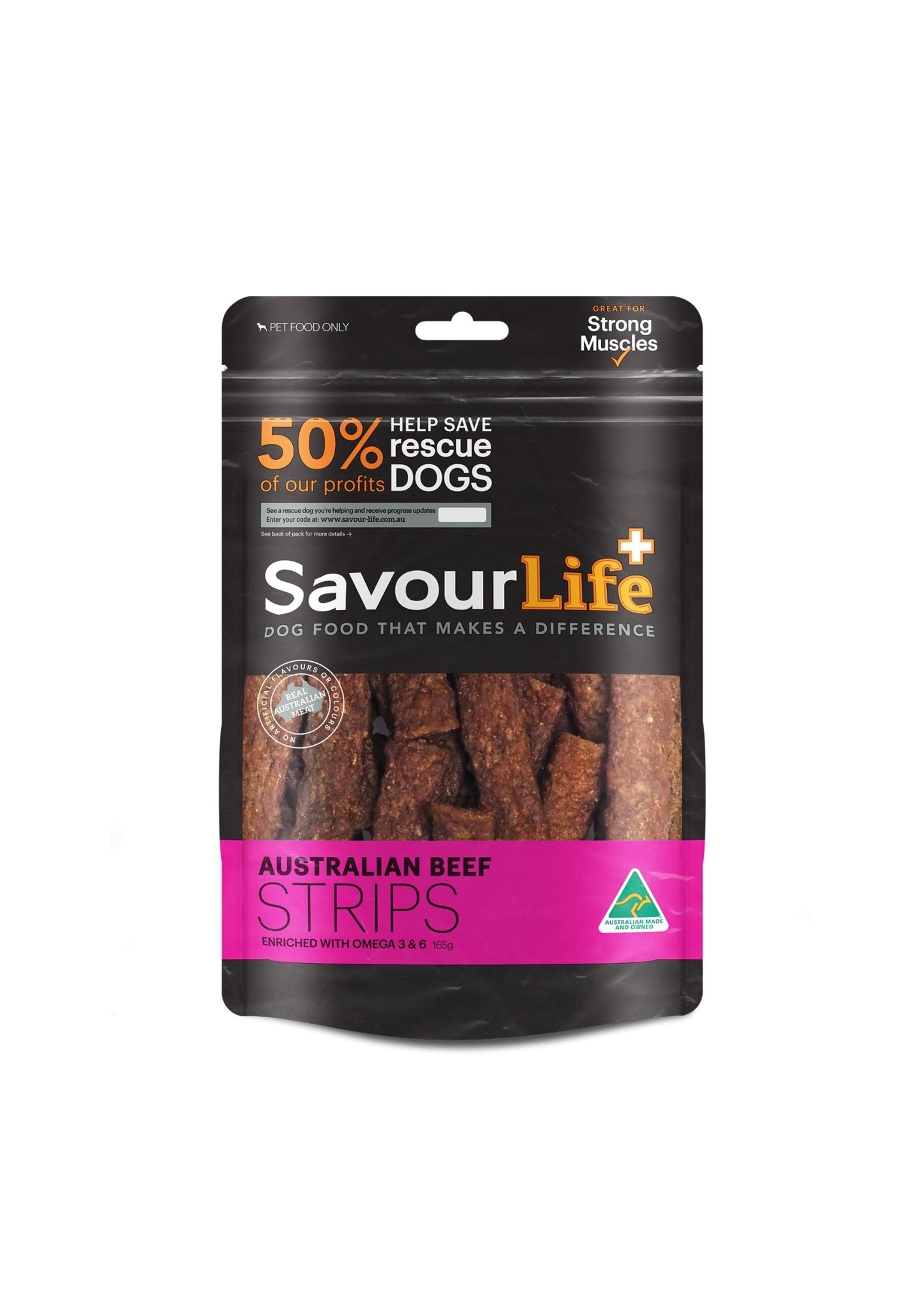 SavourLife Australian Made Beef Strips 165g - Woonona Petfood & Produce