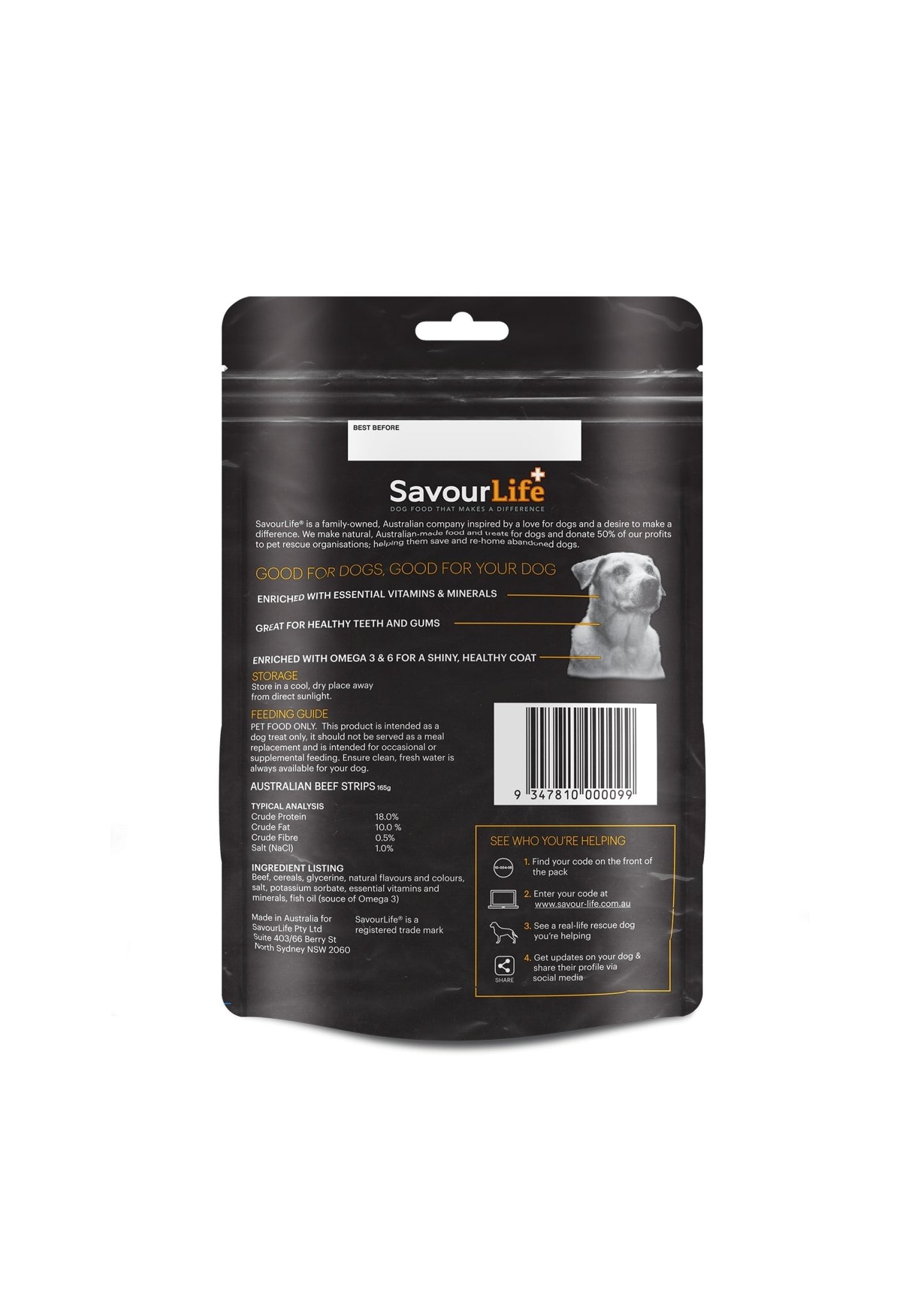 SavourLife Australian Made Beef Strips 165g - Woonona Petfood & Produce