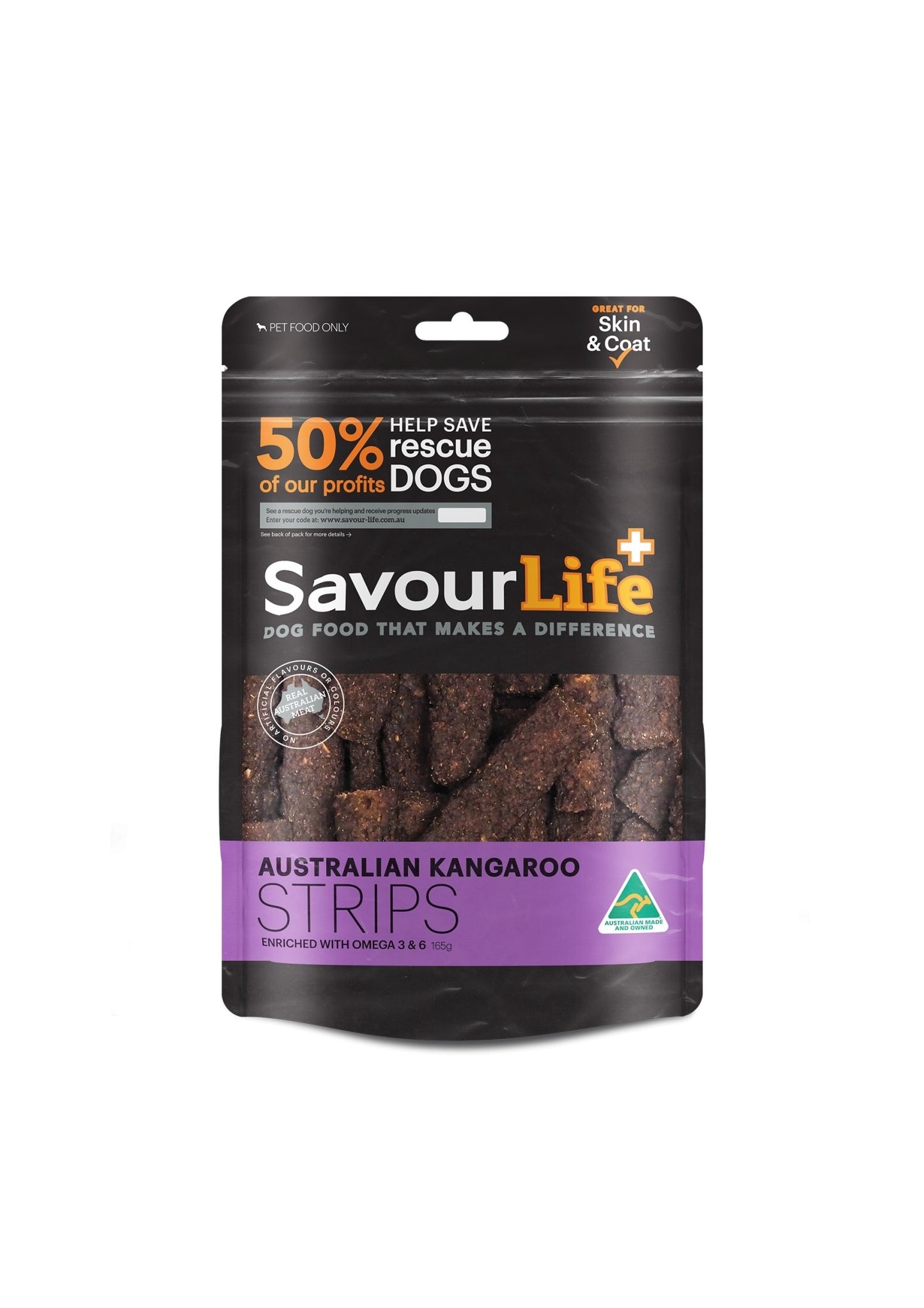 SavourLife Australian Made Kangaroo Strips 165g - Woonona Petfood & Produce