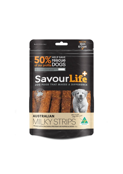 SavourLife Australian Made Milky Strips 150g - Woonona Petfood & Produce