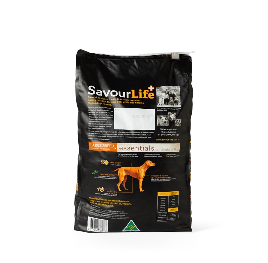 SavourLife Essentials Dog Adult Large Breed Chicken and Veggies 15kg - Woonona Petfood & Produce