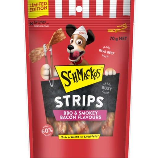 Schamckos BBQ and Smokey Flavour Bacon Strips 70g - Woonona Petfood & Produce