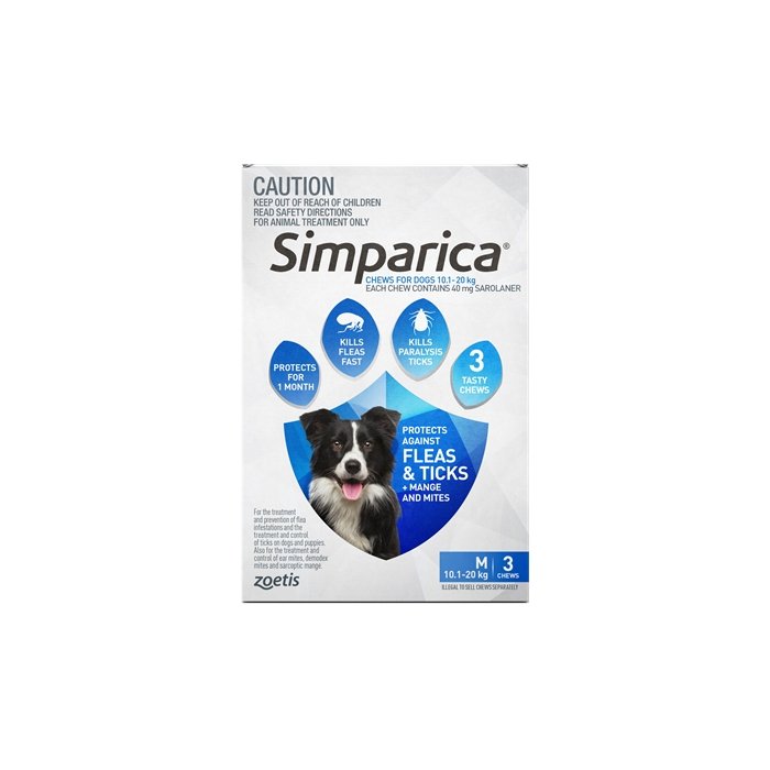 Simparica 10-20kg 3 Chews - Woonona Petfood & Produce