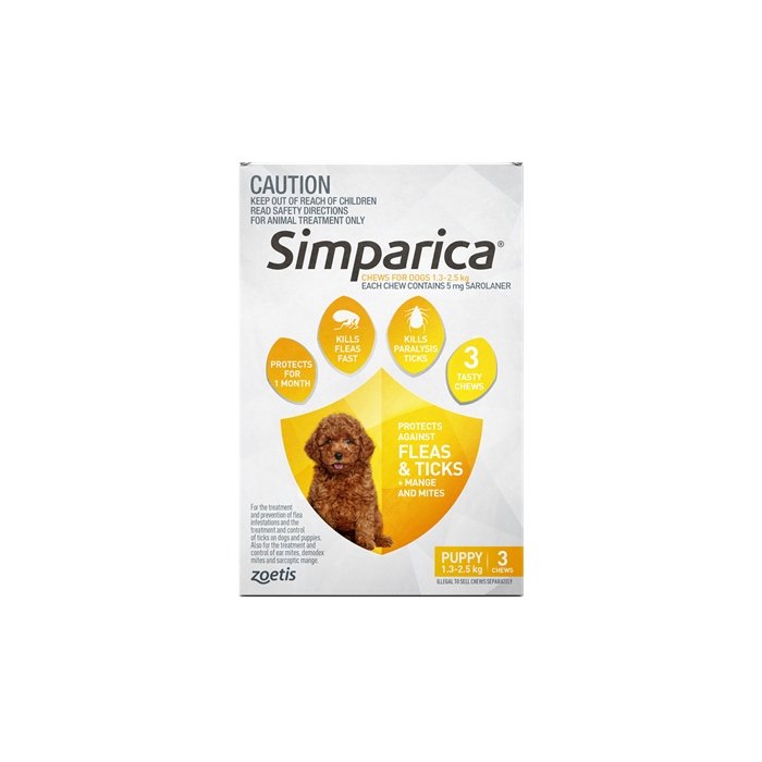 Simparica 1.3-2.5kg 3 Chews - Woonona Petfood & Produce