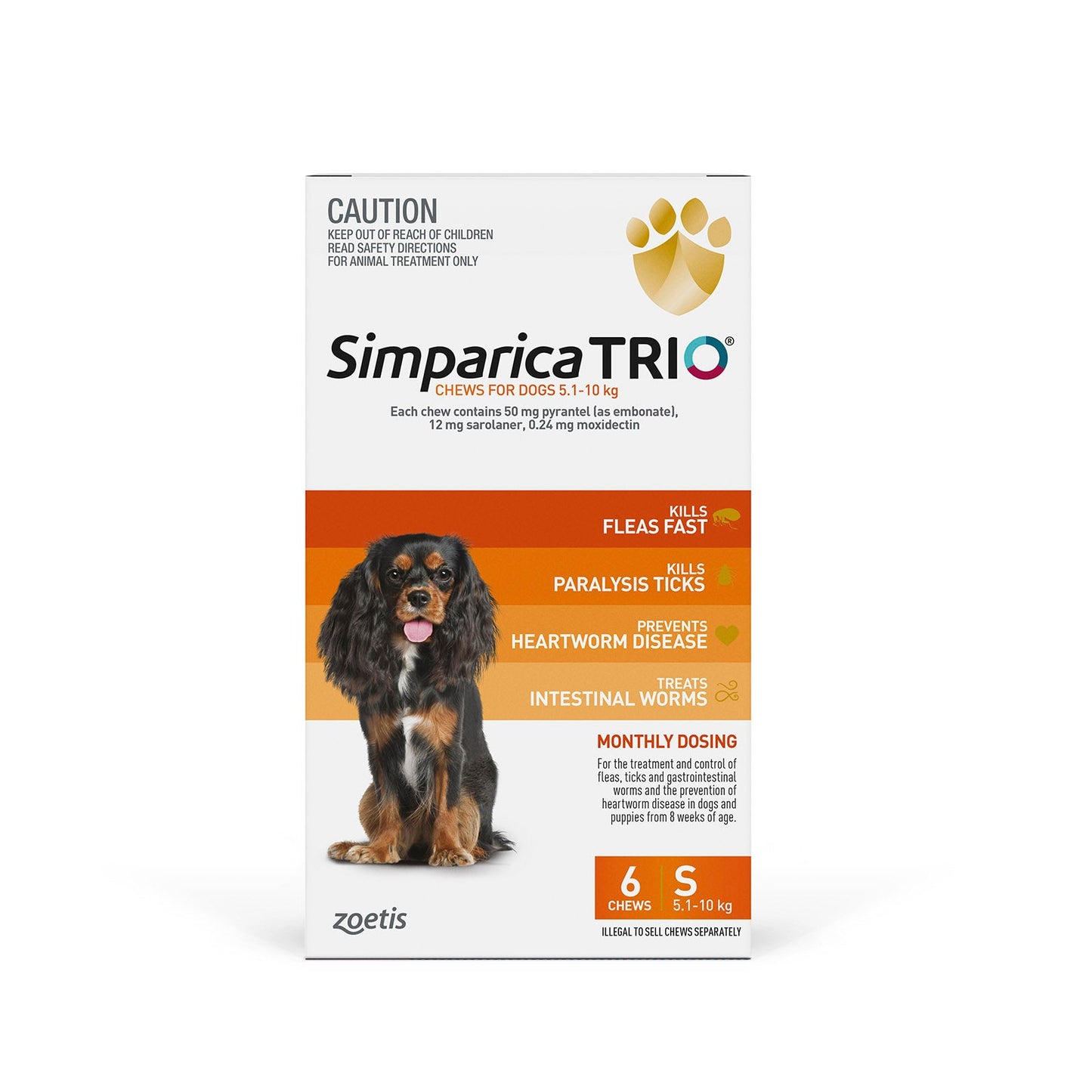 Simparica Trio 5.1kg - 10kg Dog Flea, Tick & Worm Chew - Woonona Petfood & Produce
