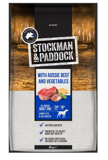 Stockman & Paddock Aussie Beef and Vegetables Dry Dog 20kg - Woonona Petfood & Produce