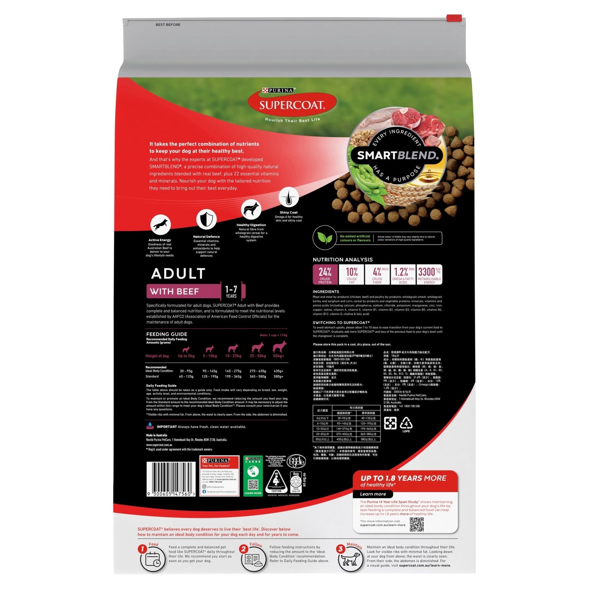 Supercoat Adult Beef Purina - Woonona Petfood & Produce