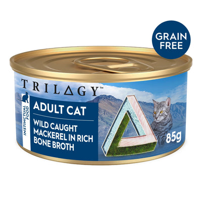 Trilogy Wet Adult Cat Food Mackarel in Bone Broth 24x85g - Woonona Petfood & Produce