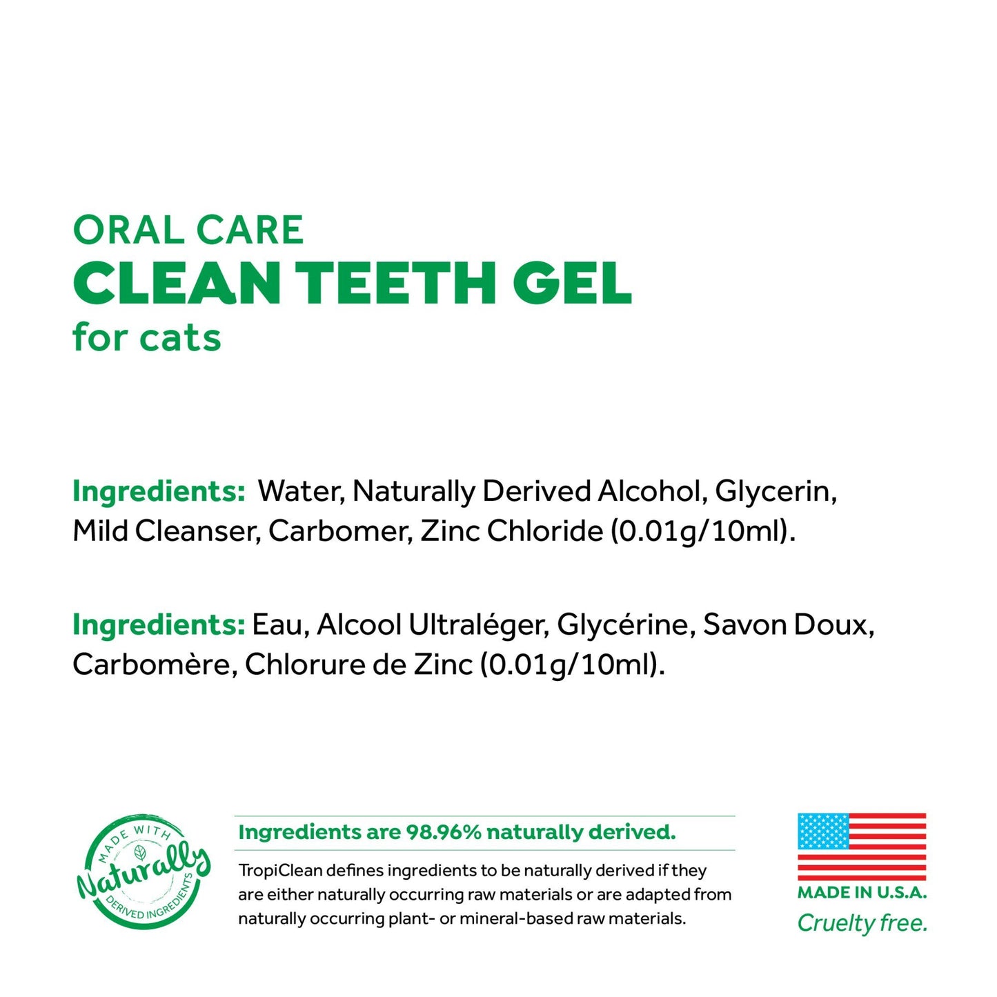 Tropiclean Fresh Breath Clean Teeth Gel Cat 59ml - Woonona Petfood & Produce