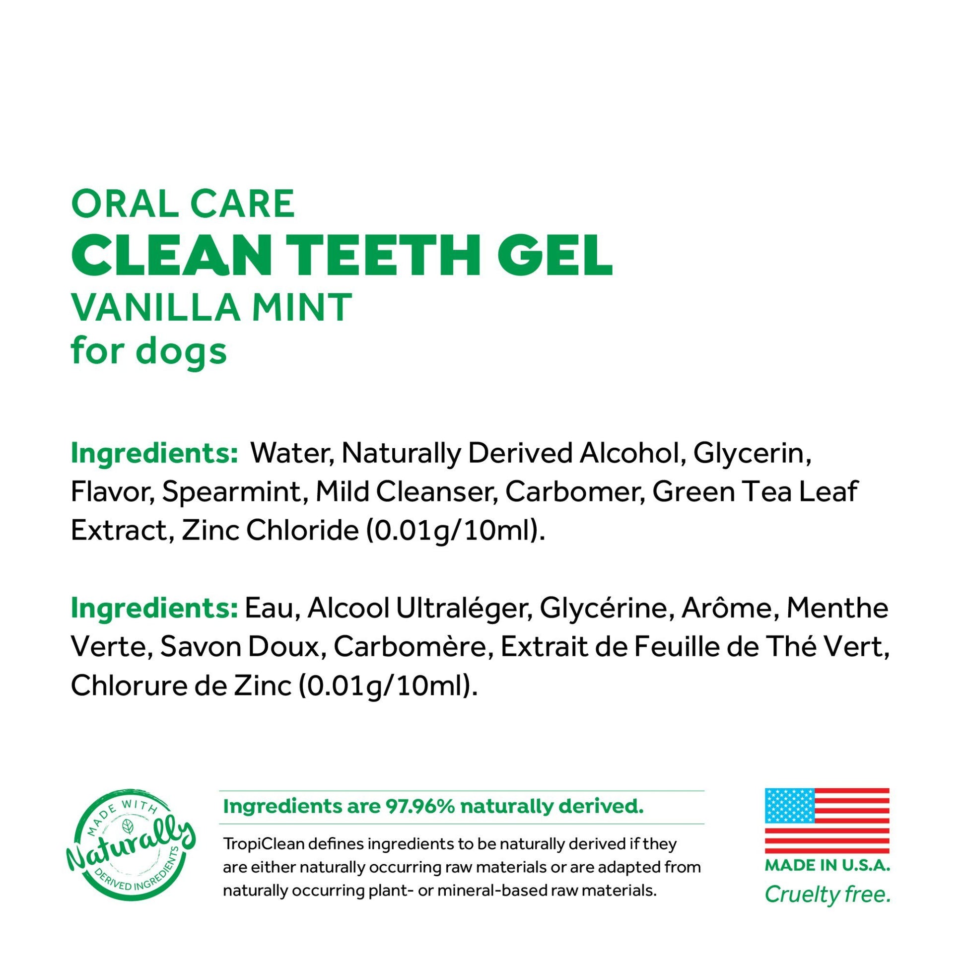 Tropiclean Fresh Breath Clean Teeth Vanilla Mint 59ml - Woonona Petfood & Produce
