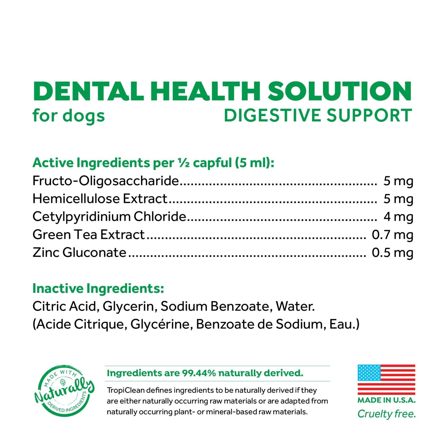Tropiclean Fresh Breath Dental Health Solution + Digestive Support 473ml - Woonona Petfood & Produce