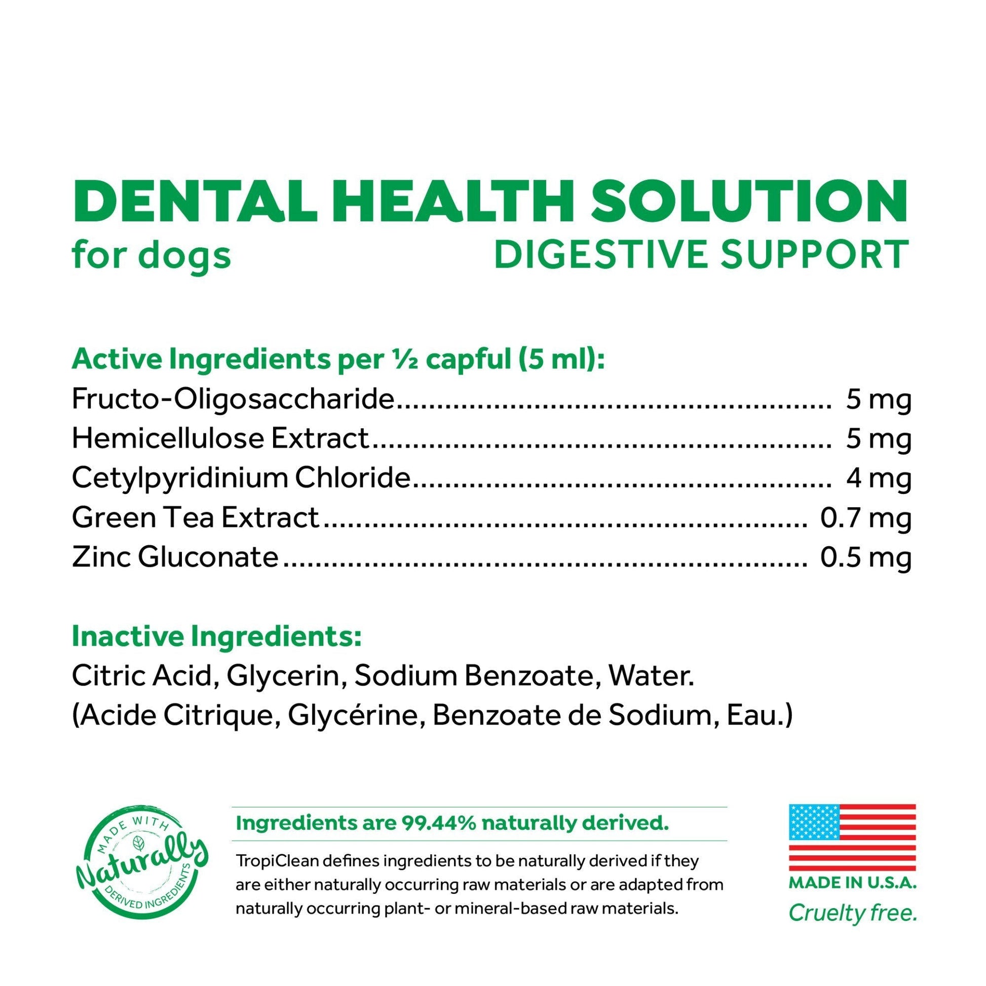 Tropiclean Fresh Breath Dental Health Solution + Digestive Support 473ml - Woonona Petfood & Produce