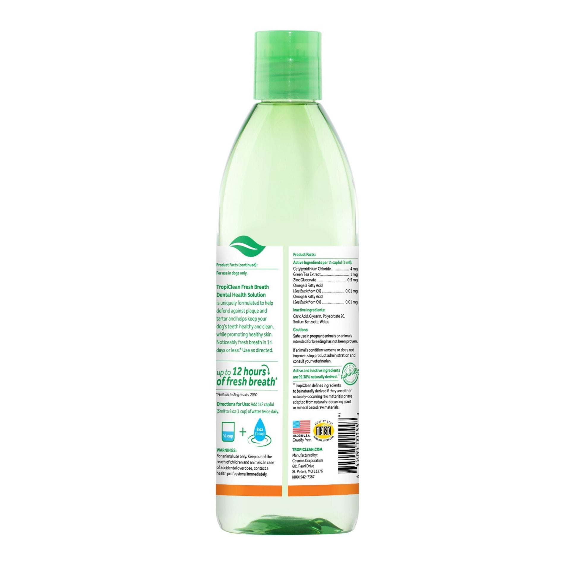 Tropiclean Fresh Breath Dental Health Solution + Skin & Coat 473ml - Woonona Petfood & Produce