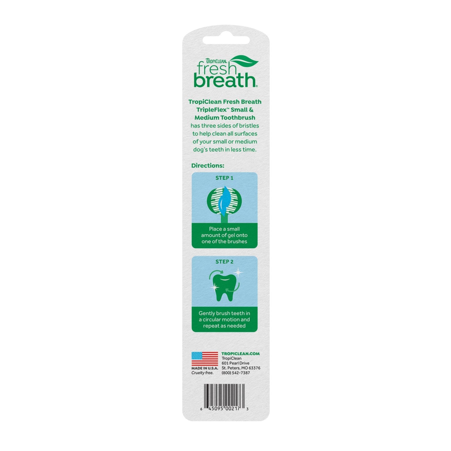 Tropiclean Fresh Breath Tripleflex Toothbrush Small - Woonona Petfood & Produce