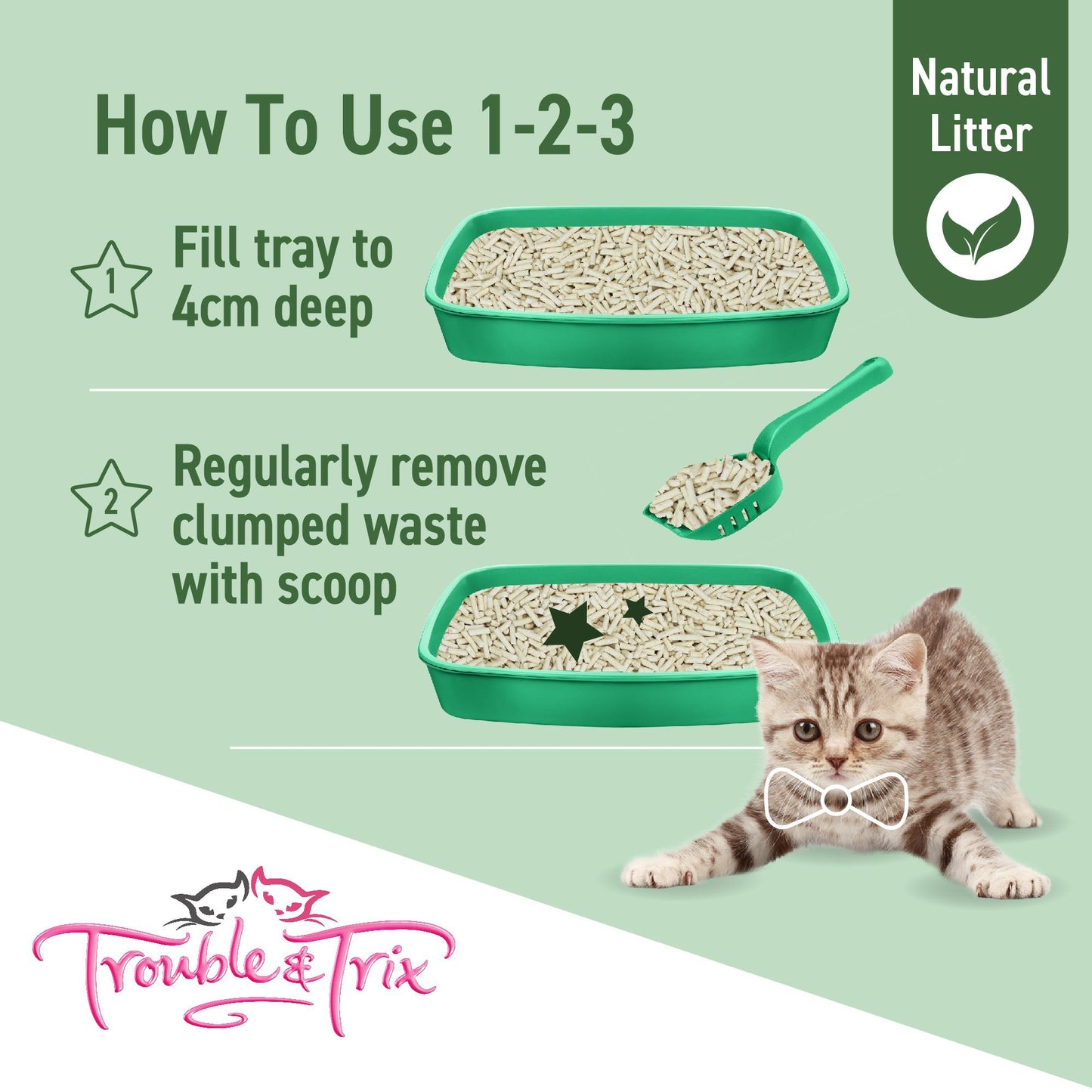 Trouble & Trix Natural Pellets Cat Litter 10 Litres - Woonona Petfood & Produce