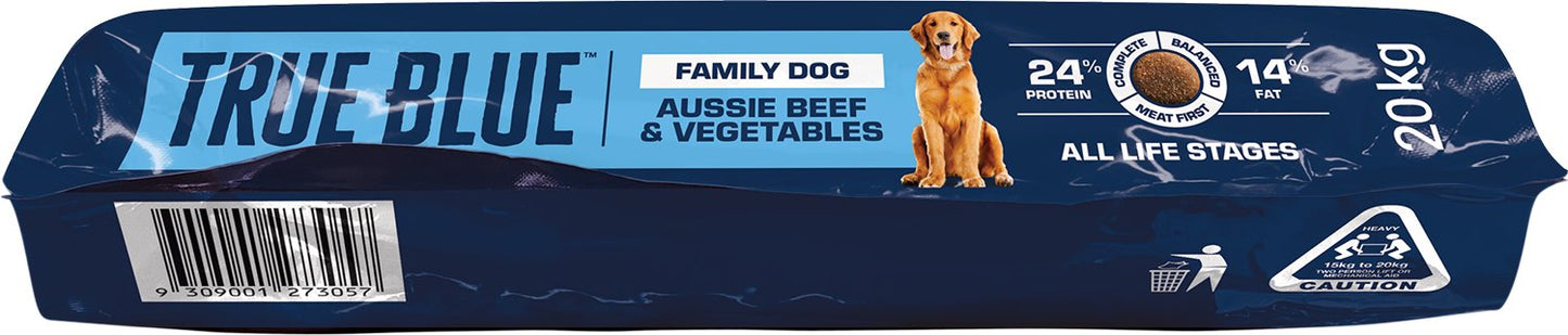 True Blue Family Dry Dog Food Beef & Vegetables 20kg - Woonona Petfood & Produce