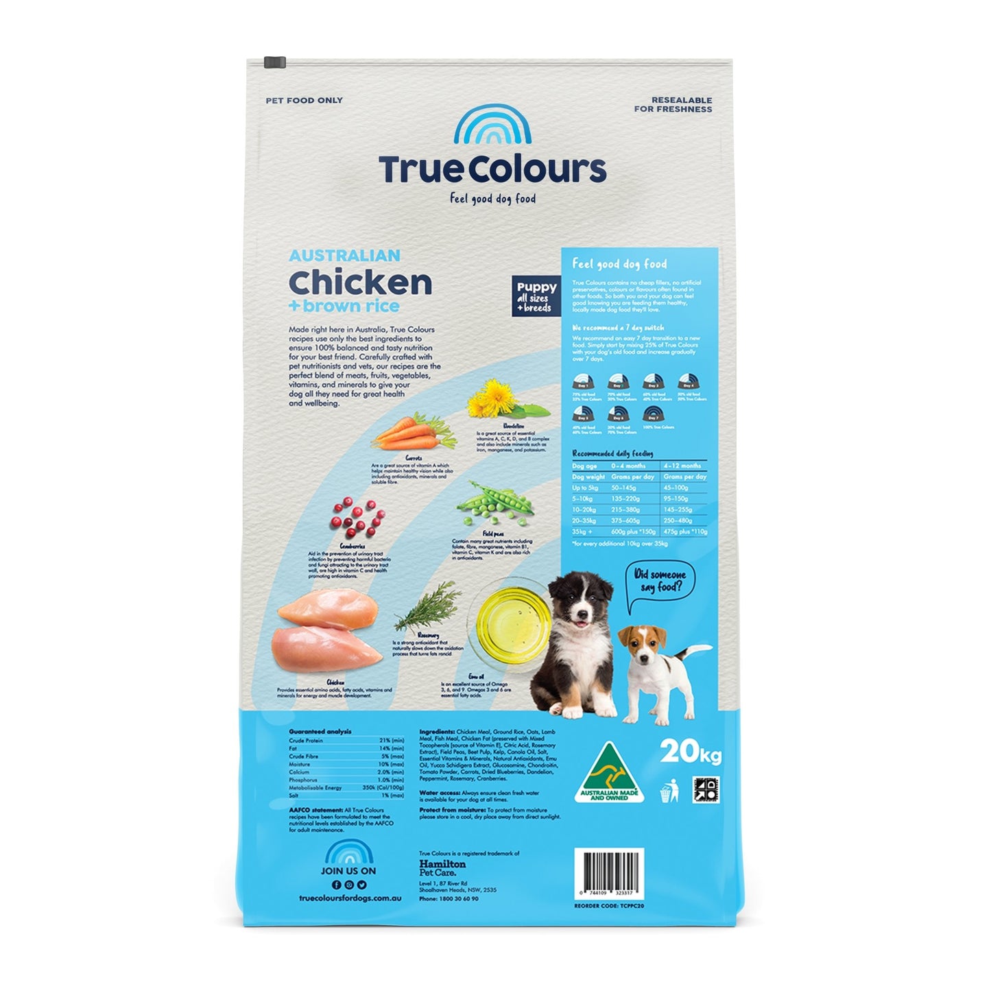 True Colours Dry Dog Food Puppy Chicken and Brown Rice - Woonona Petfood & Produce