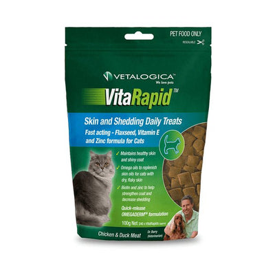 Vetalogica VitaRapid Cat Skin & Hairball Treats 100g - Woonona Petfood & Produce