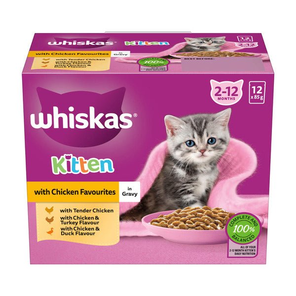 Whiskas Wet Kitten Food 12x85g Chicken in Gravy - Main Image
