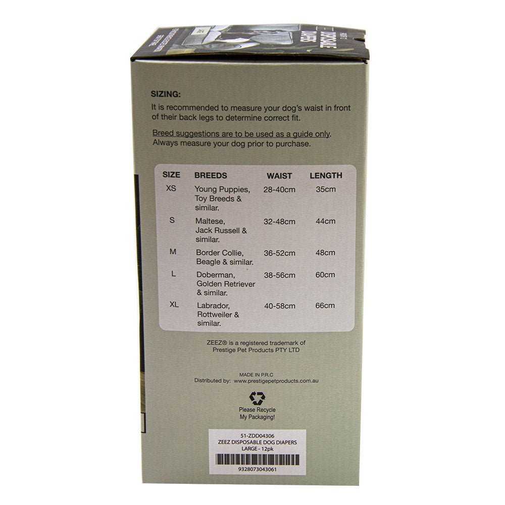 ZEEZ Disposable Dog Diapers - Woonona Petfood & Produce