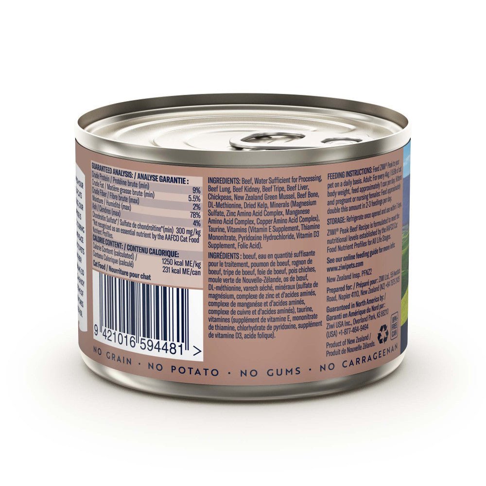 Ziwi Peak Wet Cat Food Beef 185g - Woonona Petfood & Produce
