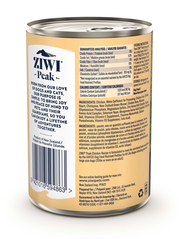 Ziwi Peak Wet Dog Food Chicken 12x390g - Woonona Petfood & Produce