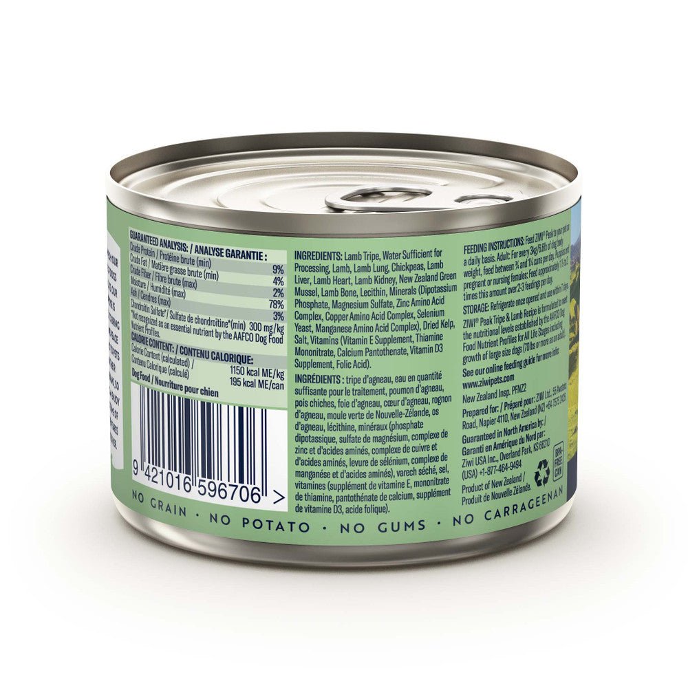 Ziwi Peak Wet Dog Food Tripe and Lamb 12x170g - Woonona Petfood & Produce