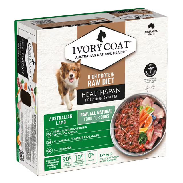 Ivory Coat Grain Free Dog Raw Lamb 12 x 227g Frozen Patties
