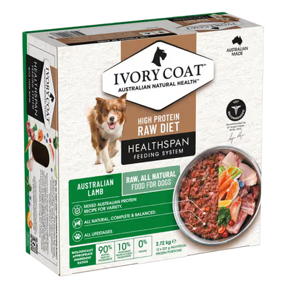 Ivory Coat Grain Free Dog Raw Lamb 12 x 227g Frozen Patties