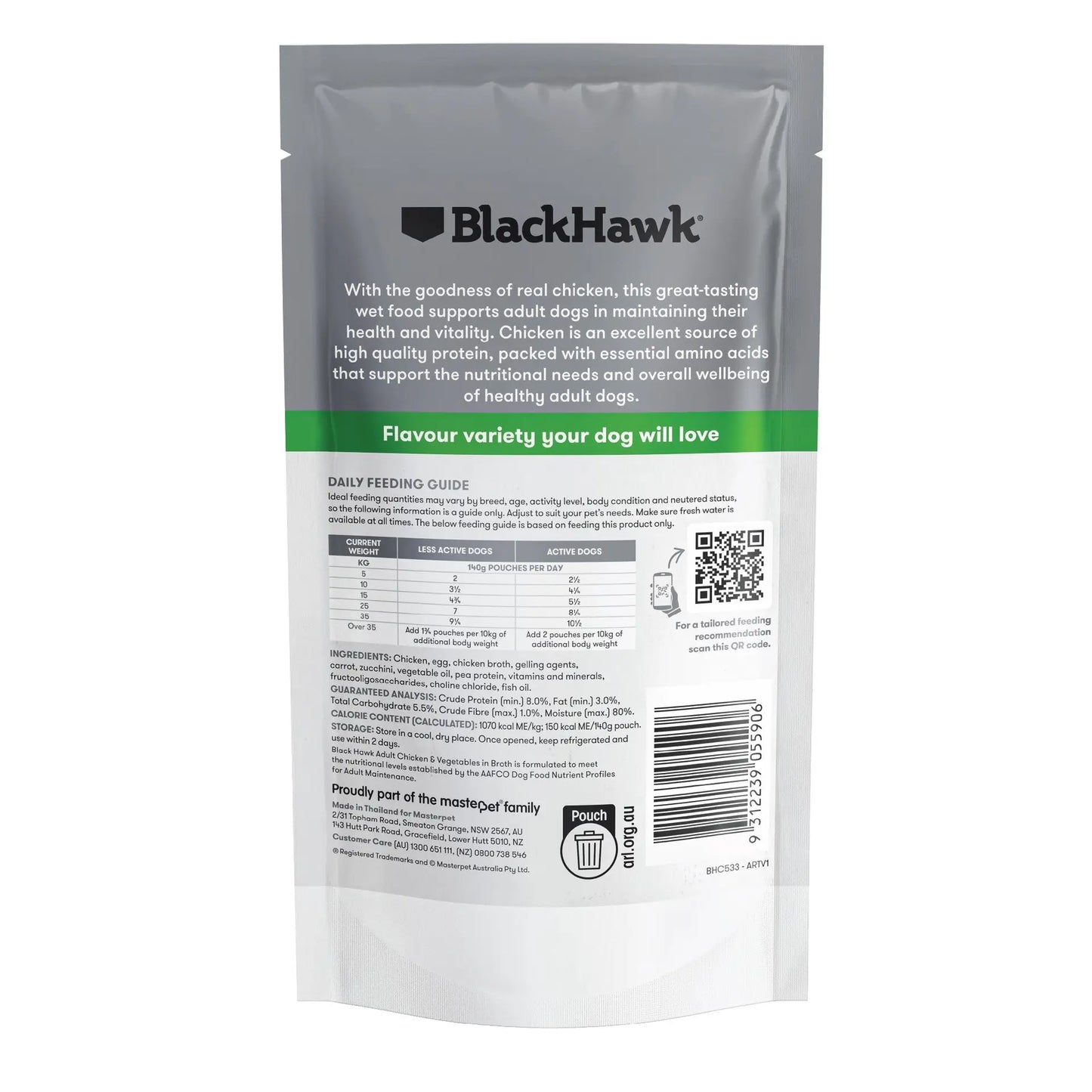 Black Hawk Wet Dog Food Adult Chicken and Vegetables 140g