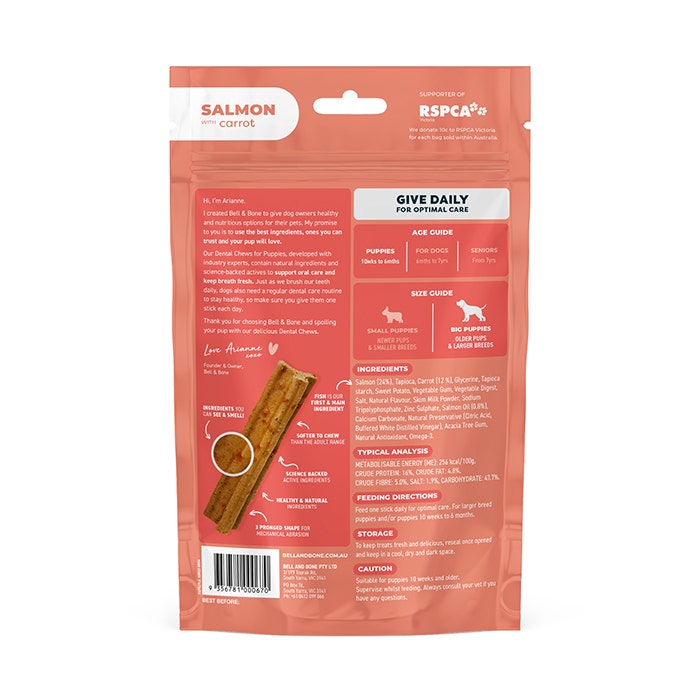 Bell & Bone Puppy Dental Chews Salmon and Carrot