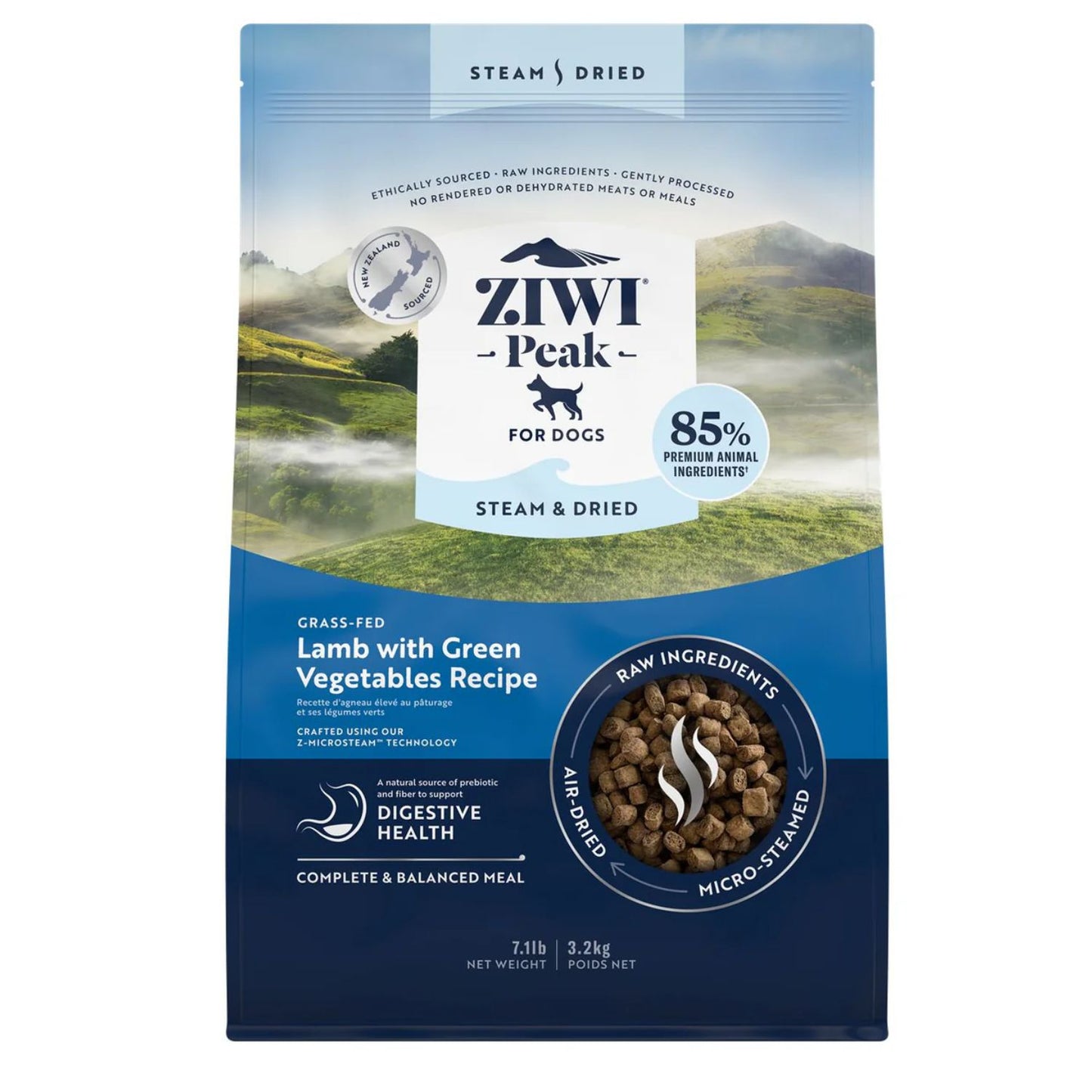 Ziwi Peak Steam Dried Dog Food Lamb and Green Vegetables