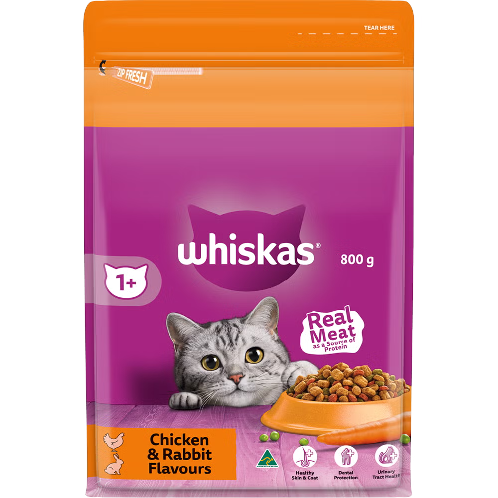 Whiskas Dry Cat Food Adult Chicken & Rabbit 800g