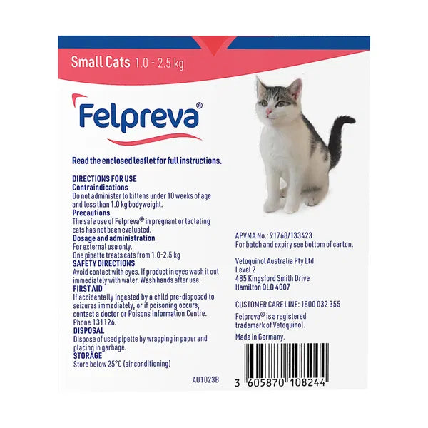 Felpreva Spot on for Small Cats 1kg - 2.5kg 1 Pack