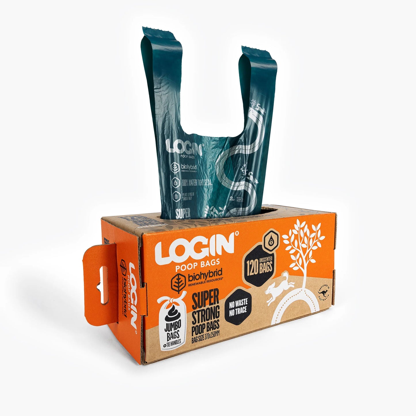 Login Biohybrid Bags with Handle Large 120 Pack