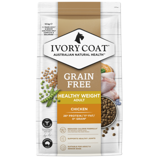 Ivory Coat Grain Free Dry Dog Food Adult Healthy Weight Chicken 13kg