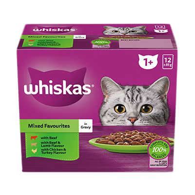 Whiskas Wet Cat Food Mixed Favorites in Gravy 12x85g
